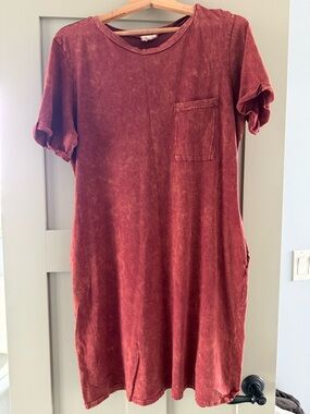 1.4.3. Story by Line Up Washed Brick Red T-Shirt Dress